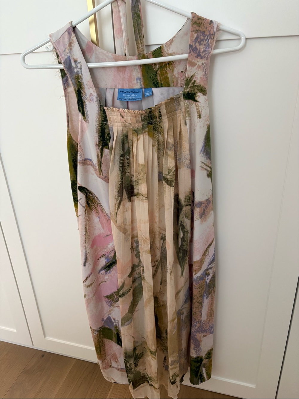 Simply Vera Vera Wang Abstract Floral Midi Dress in Pink, Green, Cream